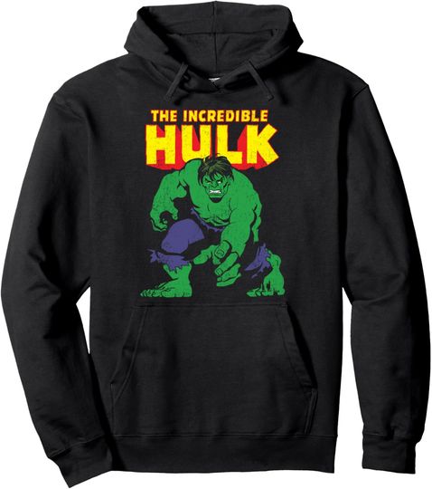 Marvel Classic The Incredible Hulk Distressed Portrait Pullover Hoodie, Gift For Fan