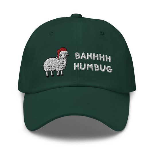 Bah Humbug Funny Christmas Dad Hat | Festive Holiday Baseball Cap | Ugly Sweater Inspired Gift Hat