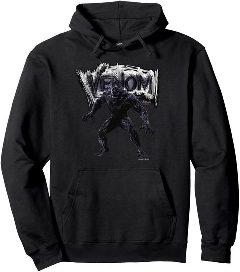 Marvel Venom: The Last Dance Monochrome Symbiote Scratches Pullover Hoodie, Gift For Fan
