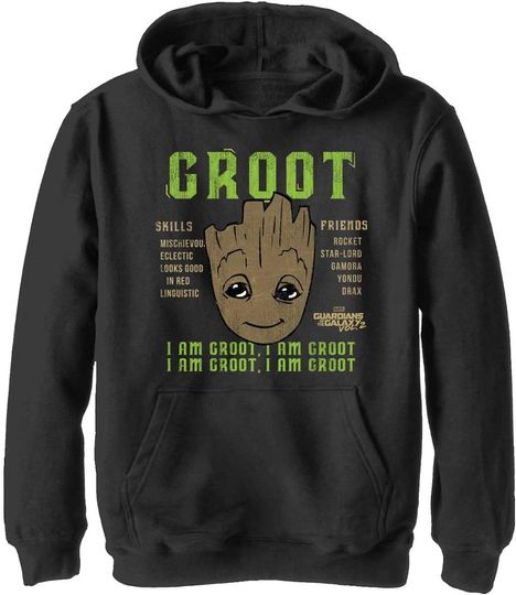 Marvel Kids' Groot Info Hoodie, Gift For Fan