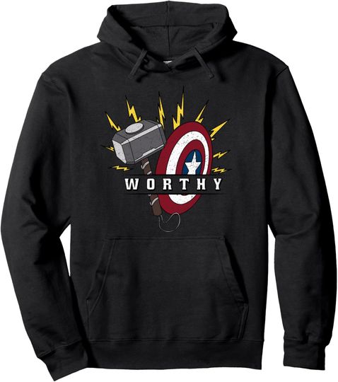 Marvel Avengers Endgame Captain America Worthy Hammer Shield Pullover Hoodie, Gift For Fan