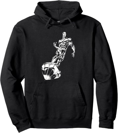 Marvel Comics Retro Classic Silver Surfer Full Body Portrait Pullover Hoodie, Gift For Fan