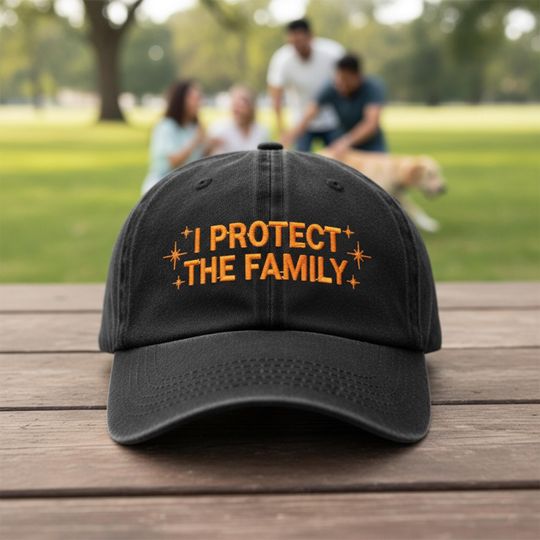 Discover Embroidered I Protect The Family Washed Hat, Retro Dad Hat, Funny Father Figure Cap