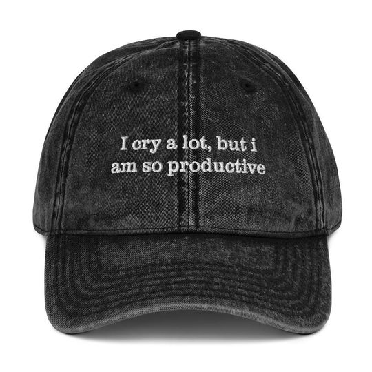 Discover I Cry A Lot But I Am So Productive Vintage Dad Hat | Motivational Embroidered Hat | Inspired by Taylorr Swifts | Unique Gift for swiftiee