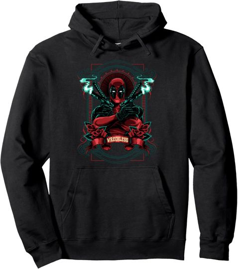 Marvel Deadpool Wreckless Portrait Pullover Hoodie, Gift For Fan