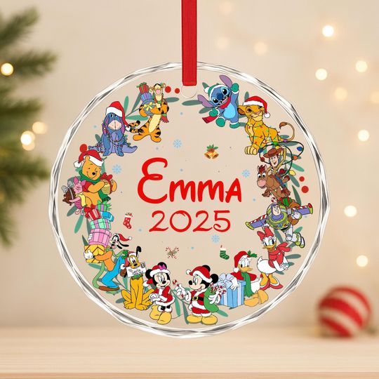 Discover Personalized Disney Christmas 2025 Ornament, Custom Name Christmas Tree Hanging Ornament, Christmas Tree Decor, Mickey and Friends Ornament