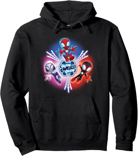 Marvel Spidey and His Amazing Friends Glow Webs Glow Icon Pullover Hoodie, Gift For Fan