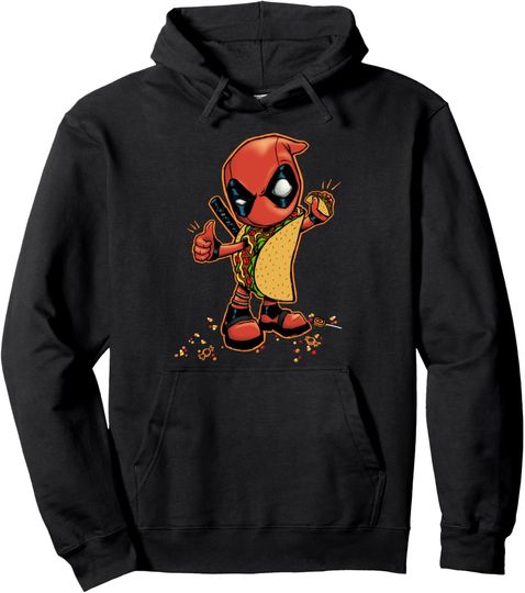 Marvel Comics Retro Classic Halloween Taco Deadpool Pullover Hoodie, Gift For Fan