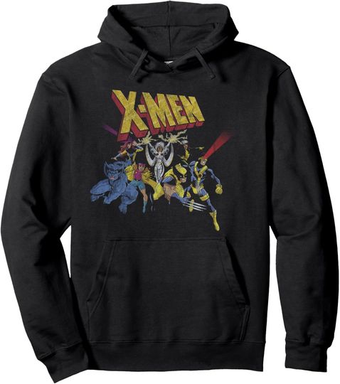 Marvel X-Men Group Shot Distressed Vintage Poster Pullover Hoodie, Gift For Fan