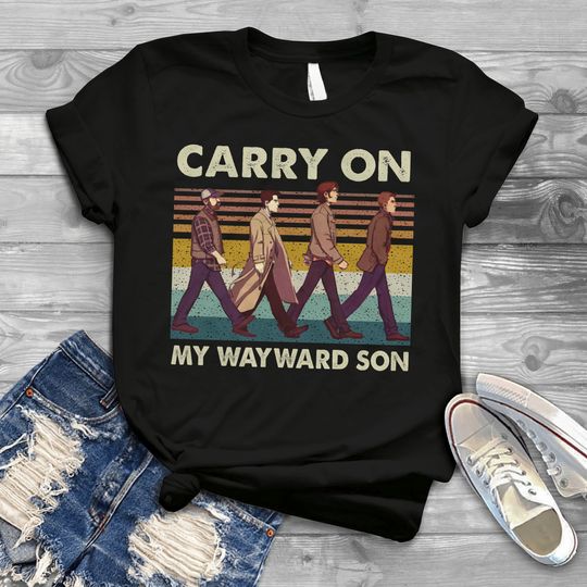 Supernatural Carry On My Wayward Son Abbey Road Vintage T-Shirt, Winchester Shirt, Supernatural Shirt, Abbey Road Shirt