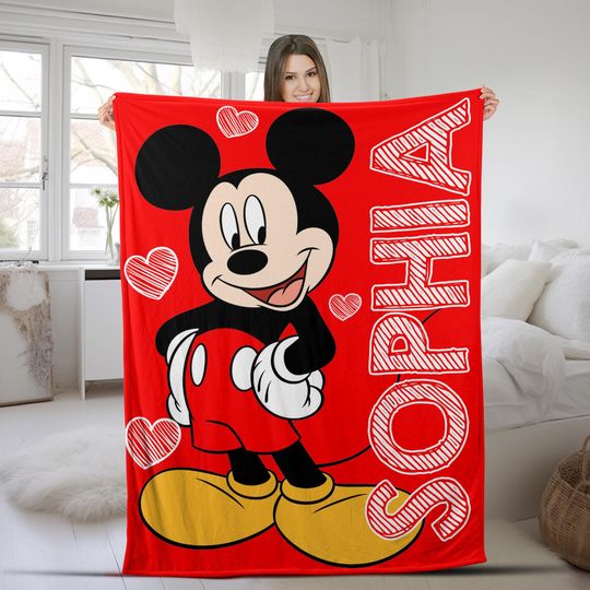 Discover Personalized Disneyland Mickey Mouse Blanket, Blanket Mickey Mouse Birthday Gifts Disneyland Mickey Minnie Christmas Gift Blanket C1JW13