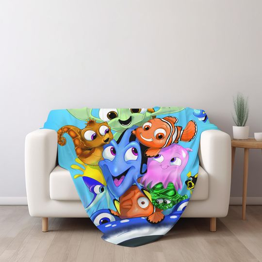 Discover Personalized Name Finding Nemo Blanket, Disney Nemo and Dory Blanket for Girls, Soft Cozy Christmas Fleece Blanket, Birthday Gift C1J210