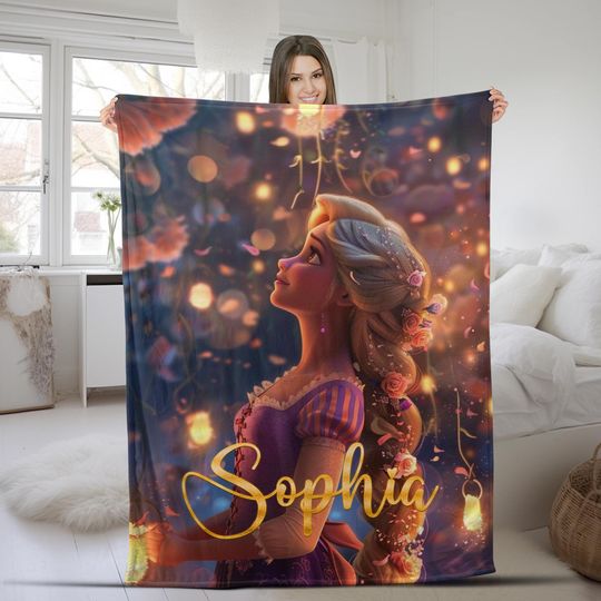 Discover Personalized Princess Blanket, Characters Blanket, Cloudy Hair Movie Blanket Christmas Gift, Princess Fleece Blanket, Princess Quilt D2EK19