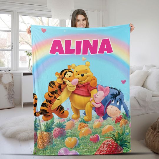 Discover Winnie the Pooh Christmas Lights Blanket, Disney Holiday Family Throw, Personalized Cozy Blanket, Cute Pooh Christmas Gift JVN4Y15