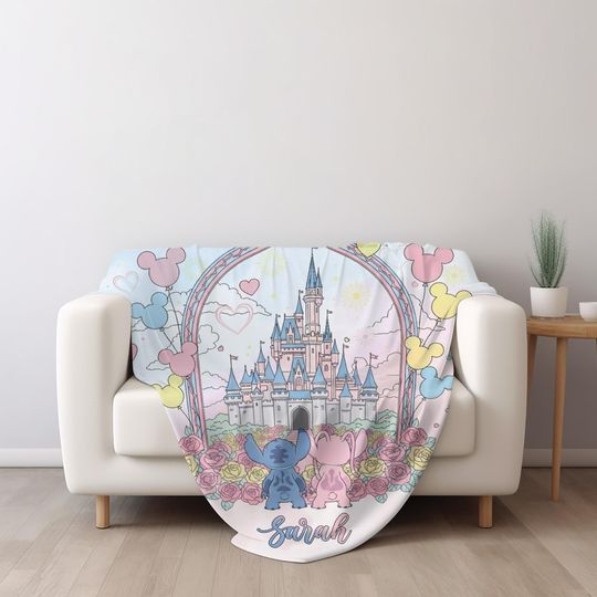 Discover Personalized Lilo & Stitch Blanket: Custom Name Fleece Sherpa Throw JCQE17