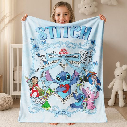 Discover Custom Stitch Blanket, Christmas Stich , Disney Blanket, Custom Name Blanket, Disney Trip Blanket,Birthday Gift,Disney Stitch Blanket JCQE16