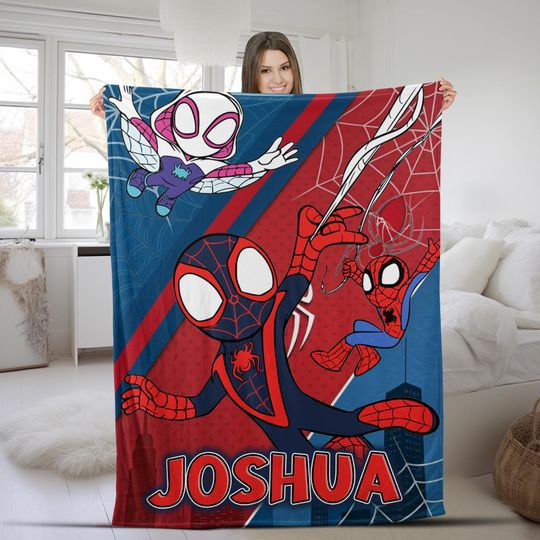 Discover Personalized Spider Man Blanket, Custom Name Superhero Blanket, Birthday Gift, Boy Blanket, Girl Blanket, Spidey Blanket Gift for Kid C1JV12