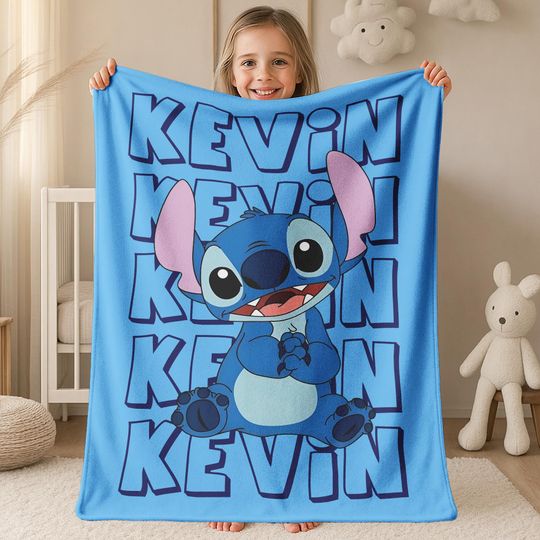 Discover Personalized Kids Name Blanket, Custom Lilo & Stitch Baby Blanket,Stitch-Themed Blanket for Kids, Perfect Personalized Birthday Girls JCJV12