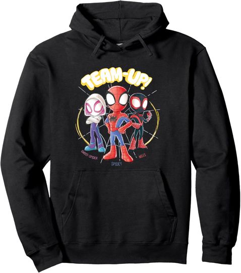 Marvel Spidey And His Amazing Friends Team-Up Retro Doodles Pullover Hoodie, Gift For Fan
