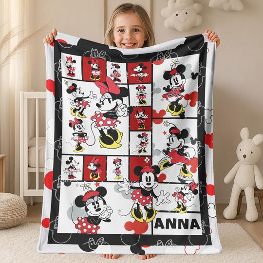 Discover Disney Mickey Mouse Custom Blanket,Personalized Sherpa Fleece Kids Name Blanket,Cartoon Style Gift for Boys And Girls,Bed Quilt Merch JCJR22