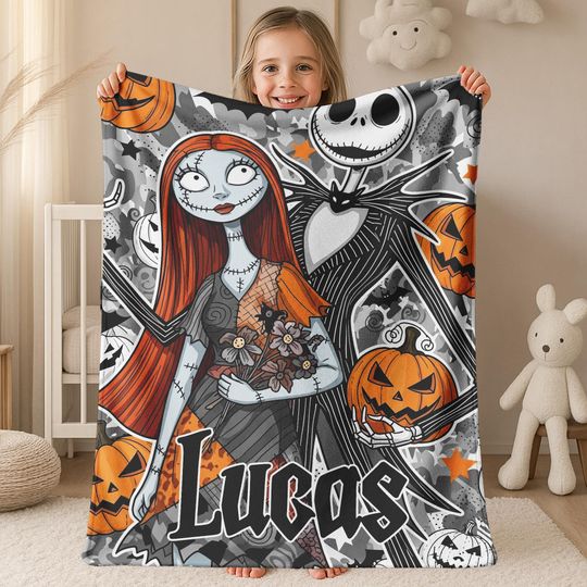 Discover Personalized Disney The Nightmare Before Christmas Blanket, Custom Jack Skellington Sally Blanket, Disneyland Oogie Boogie Blanket C1KM03