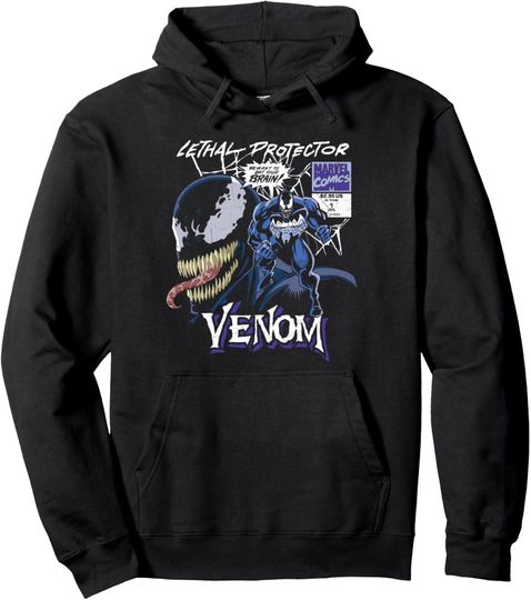 Marvel Venom Comic Lethal Protector Distressed Pullover Hoodie, Gift For Fan