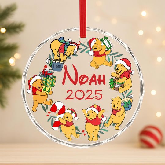 Discover Personalized Disney Winnie the Pooh Christmas Ornament, Disney Christmas Tree Hanging Ornament, Xmas Pooh Gifts, Custom Pooh Xmas Decor