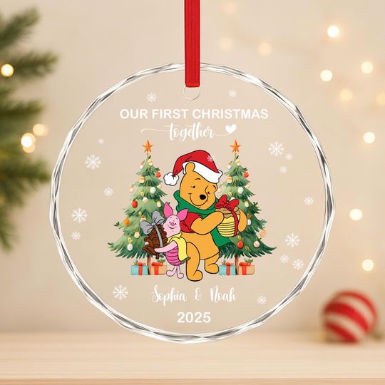 Discover Personalized Our First Christmas Together Ornament 2025, Custom Couple Glass Christmas Decoration, Cute Tree and Gifts Holiday Keepsake