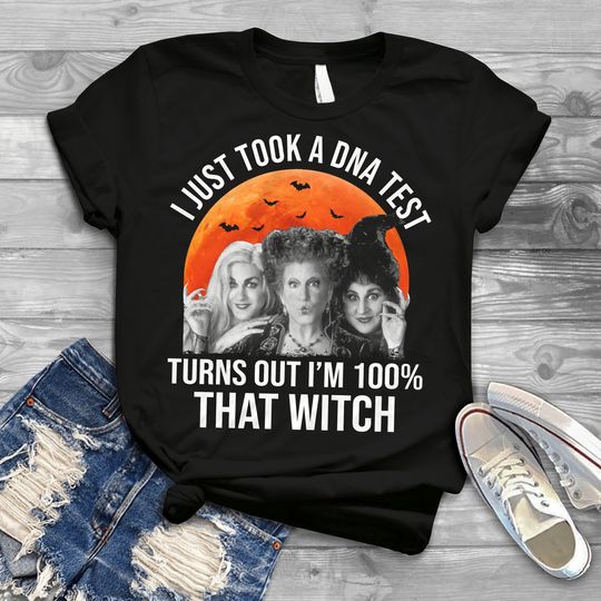 Discover I Just Took DNA Test Turns Out I'm 100% That Witch Vintage Retro T-Shirt, Hocus Pocus