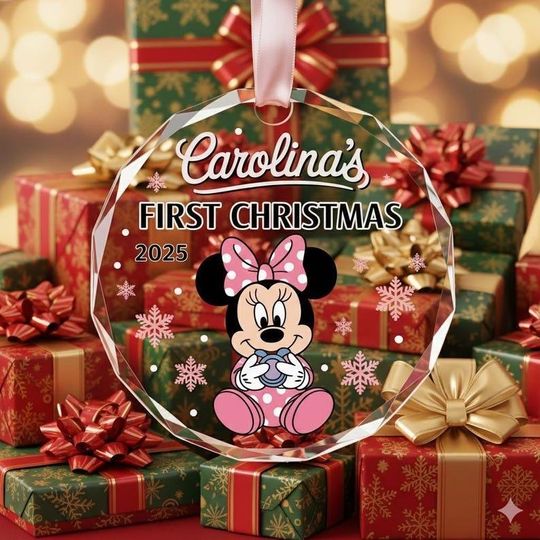 Discover Personalized Minnie Mouse Christmas Ornament | Baby Girls First Christmas Keepsake | Disney Ornament | New Baby Gift