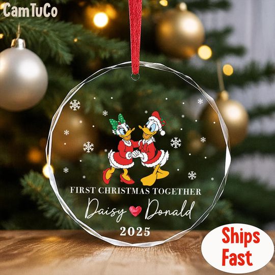 Donald and Daisy Duck Ornament, First Christmas Married Ornament, Couple Name Ornament, Newlywed Christmas Ornament, Cartoon Lover Ornaments