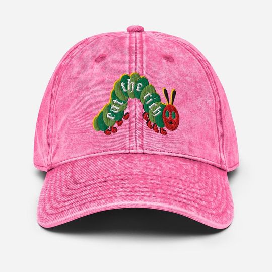 Discover Eat The Rich Caterpiller Embroidery Hat, Funny Cap, Embroidered Hat, Vintage Style Fashion Accessory, Retro Distressed Ha