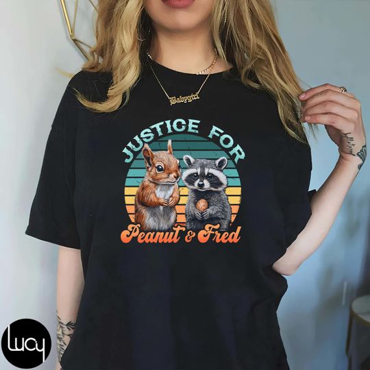 Discover Justice for Peanut and Fred T-Shirt, Funny Squirrel Animal Lover Tee
