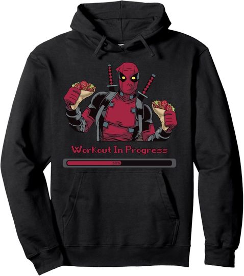 Discover Marvel Deadpool Workout In Progress Tacos Pullover Hoodie