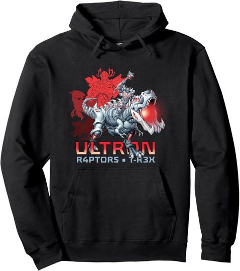 Discover Marvel Mech Strike: Mechasaurs Avengers Ultron R4PTORS T-R3X Pullover Hoodie