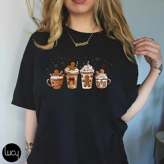 Discover Gingerbread Christmas Coffee Vintage T-Shirt, Christmas Gift, Funny Christmas T-Shirt