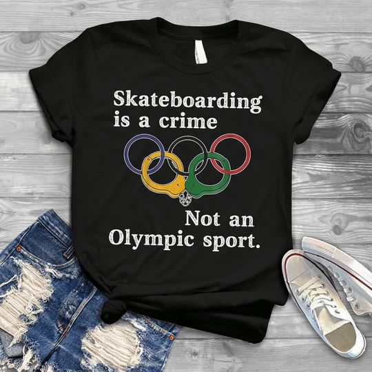 Discover Vintage Skateboarding Is a Crime T-Shirt, Skateboarding Gift Tee