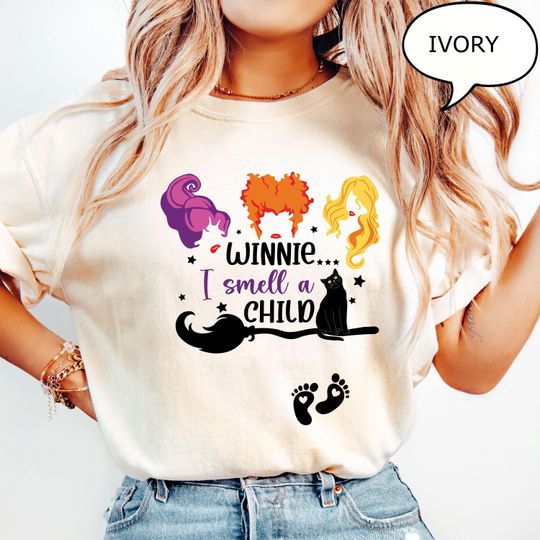 Discover Comfort Colors Winnie I Smell a Child T-Shirt, Halloween Mom Shirt, Halloween Pregnancy Announcement Shirt, Witchy Pregnant Shirt