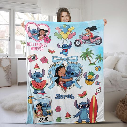 Discover Lilo and Stitch Blanket, Custom Fleece Blanket with Name, Birthday Gift Ideas for Girls, Stitch Christmas Gift G5PG34