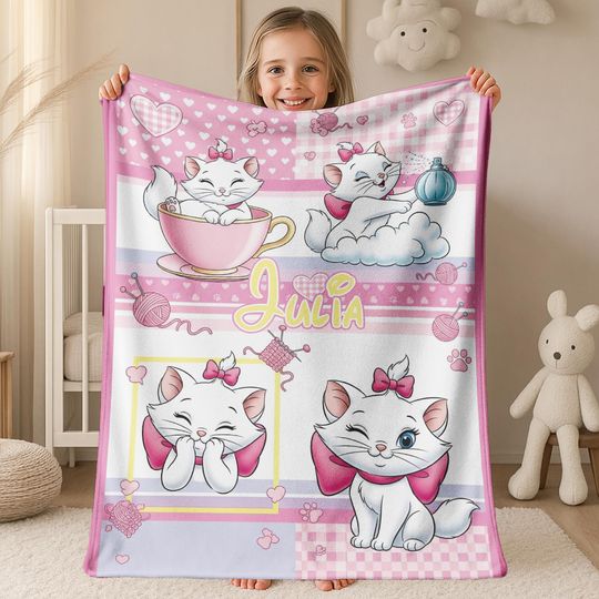 Discover Personalized Disney The Aristocats Marie Blanket, Custom Name Cat Lovers Baby Girl Blanket, Life Is Better With A Cat, Mom Dad Gifts G5PG31