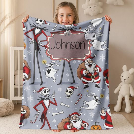 Discover Personalized Disney The Nightmare Before Christmas Blanket,Custom Name Jack Skellington Sally Blanket,Disneyland Oogie Boogie Blanket G5OP14