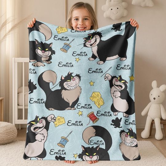 Discover Disney Lucifer Cat Blanket, Disneyland Cute Cats Fleece Blanket, Lucifer Blanket Gifts on Birthday, Christmas Gift G5OP11