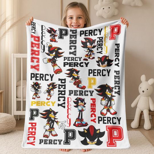 Sonic the Hedgehog Custom Blanket, Gamer Gift Blanket for Kids Fleece Throw