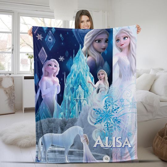 Discover Custom Disney Princess Blanket With Name, Personalized Elsa Anna Disney Frozen Blanket, Disney Birthday, Blanket For Frozen Lovers JCJQ23