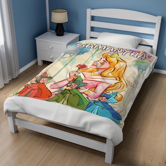 Discover Personalized Watercolor Disney Sleeping Beauty Blanket, Disney Princess Aurora Blanket, Disney Castle Princess Birthday Girl Gifts NGVV21