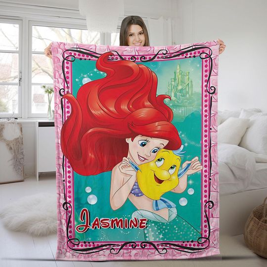 Discover Personalized Disney Princess The Little Mermaid Blanket, Custom Name Birthday Girl Gift, Baby Girl Birthday, Sherpa Fleece Blanket JCJR26