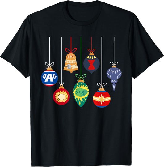 Discover Marvel Holiday Christmas Avengers Team Festive Ornaments T-Shirt