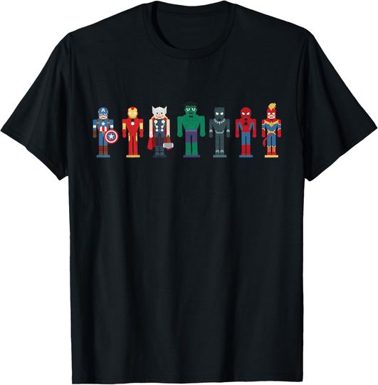 Discover Marvel Holiday Christmas Avengers Team Festive Nutcrackers T-Shirt