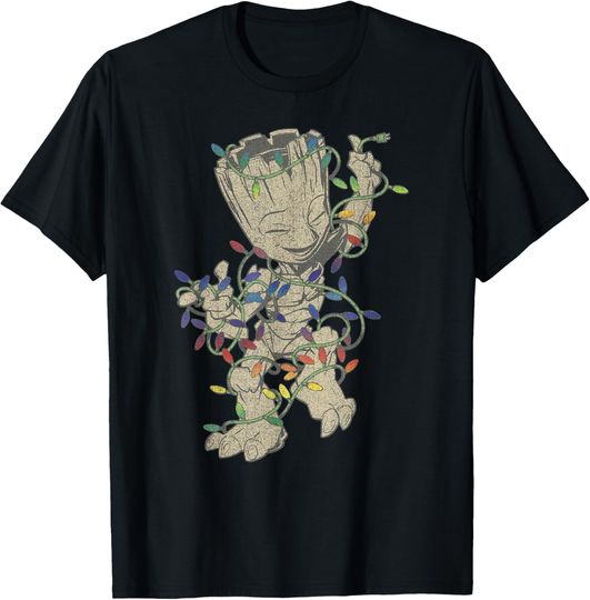 Marvel Guardians Of The Galaxy Groot Christmas Lights T-Shirt