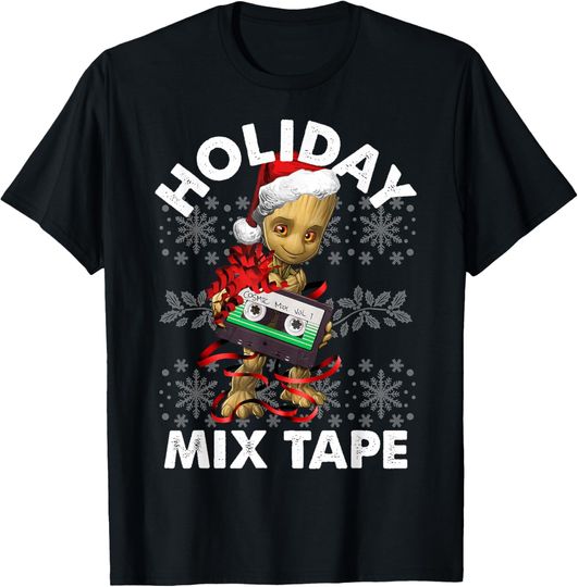 Discover Marvel Guardians Of The Galaxy Groot Mix Tape Christmas T-Shirt